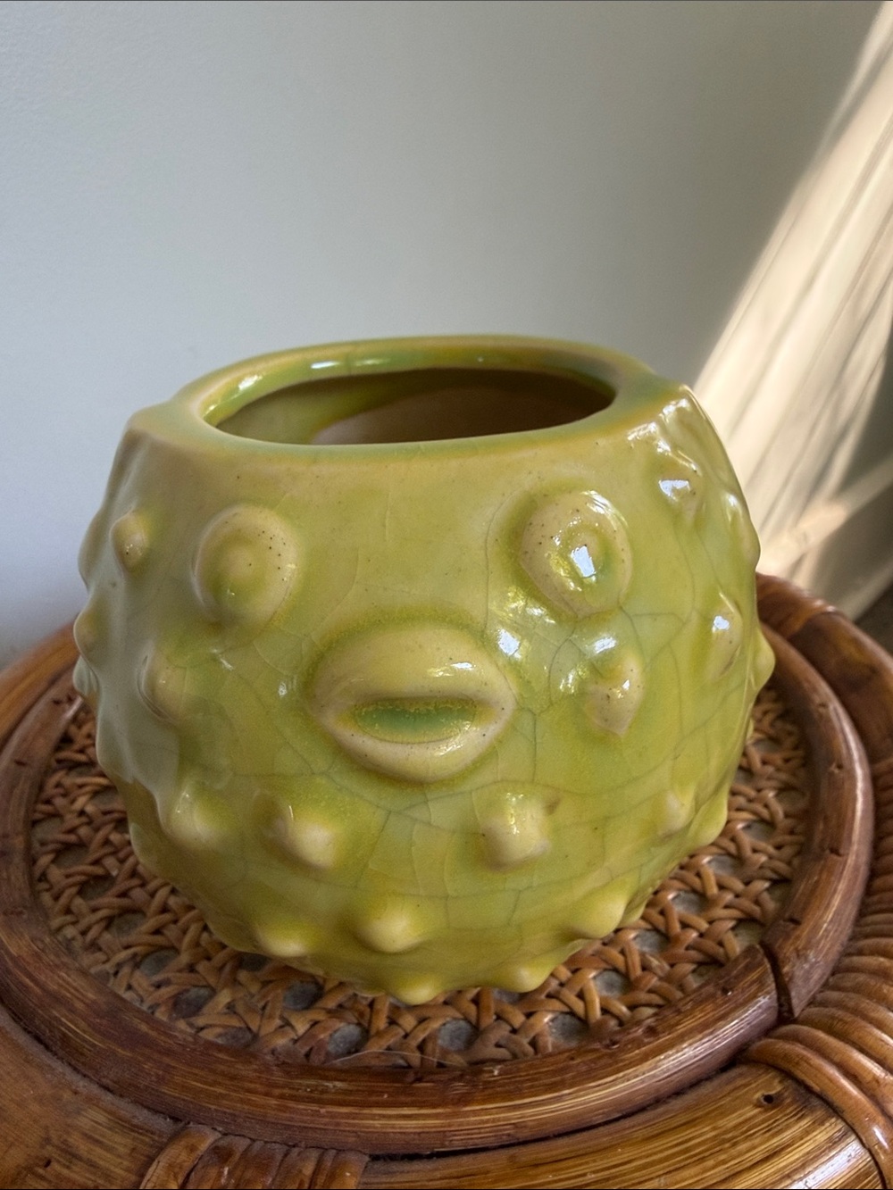Lime Green Pufferfish Pot Planter